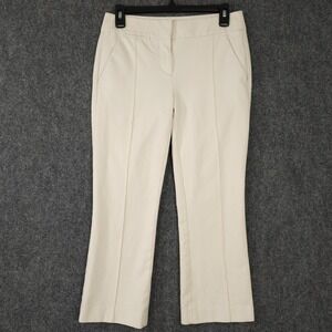 Ann Taylor LOFT Pants Womens 0 Cream Marisa Seamed Ankle Stretch Trousers Office